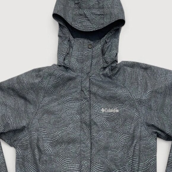 Columbia Windbreaker Water Resistant Hooded Gray Print Jacket Men's Small S - Picture 4 of 10